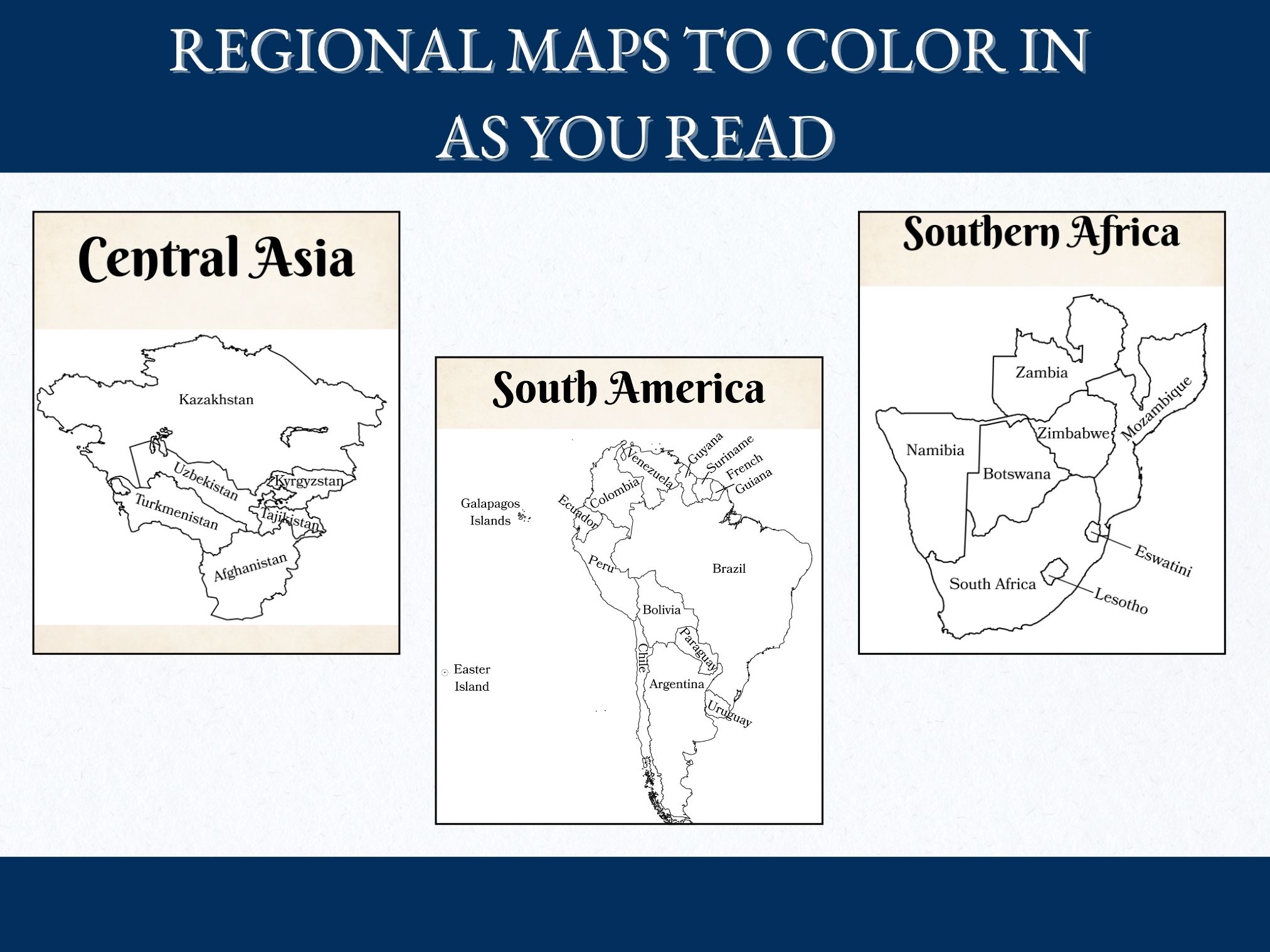 Regional maps to color in as you read