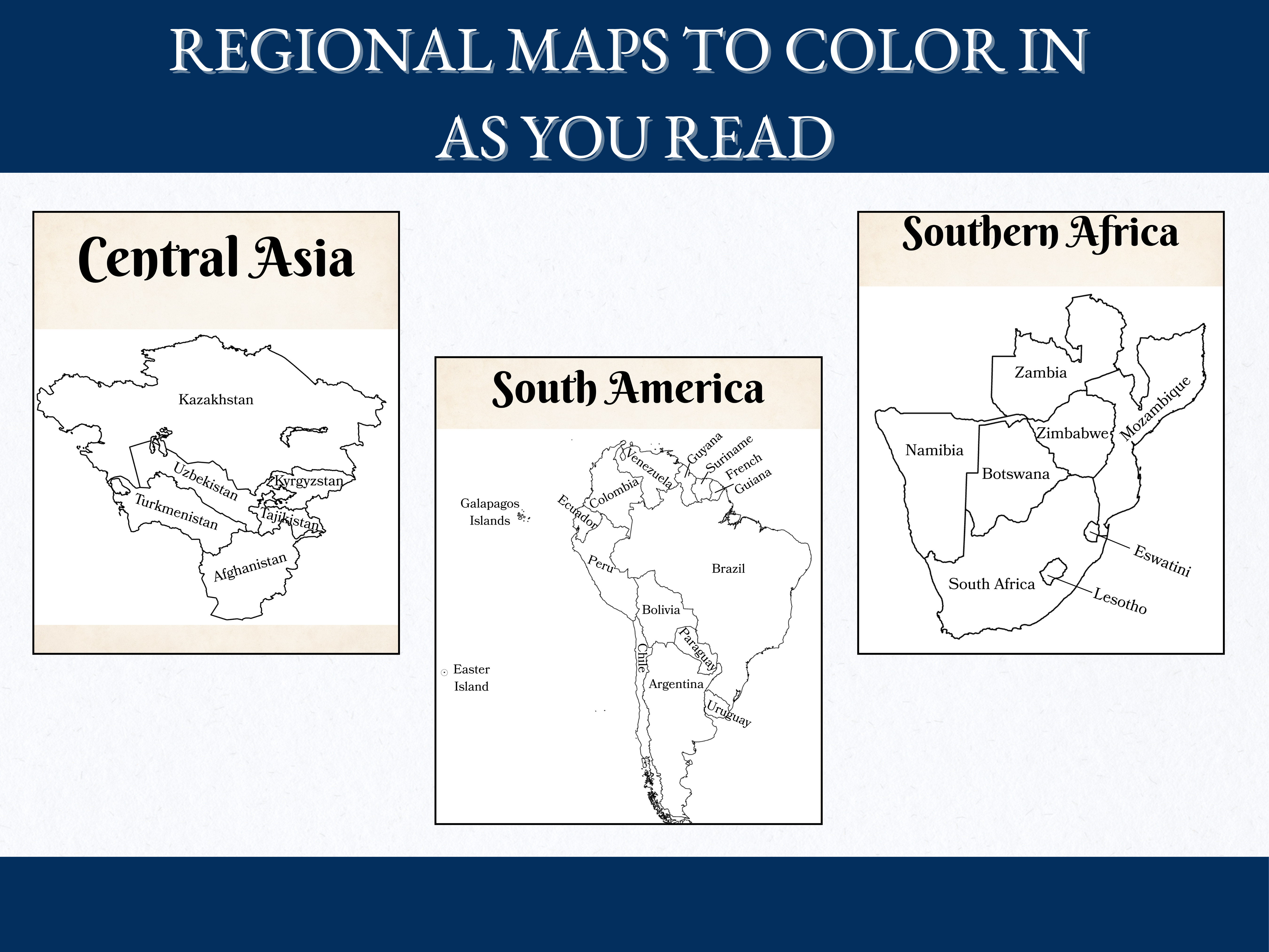 Regional maps to color in as you read